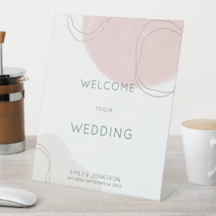 Signe De Table Lignes Pastel Abstrait Shapes Bienvenue au Mariage