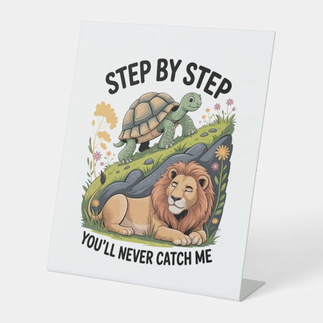 Signe De Table Lion de tortue drôle (Recto)