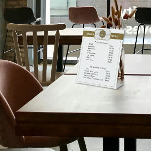 Signe De Table Liste de boissons personnalisées pour café profess