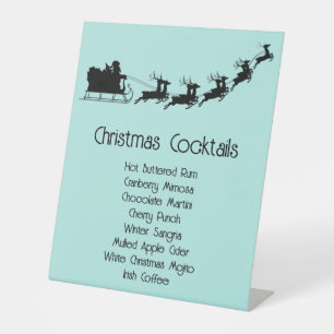 Signe De Table Liste de cocktails Père Noël personnalisable