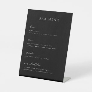 Signe De Table Liste de menus à barres minimalistes noir