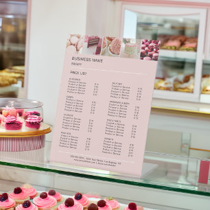 Signe De Table Liste de prix de boulangerie rose pour 5 photos pe