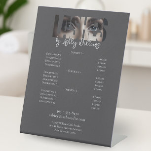 Signe De Table Liste de prix de la typographie moderne "LASHES by
