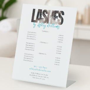 Signe De Table Liste de prix de la typographie moderne "LASHES by