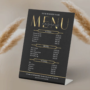 Signe De Table Liste de prix de l'entreprise Elégant Glam Noir &