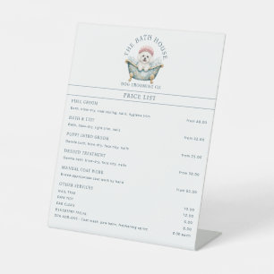 Signe De Table Liste de prix de toilettage de chien Bichon Frise