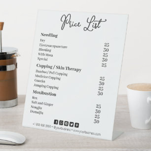 Signe De Table Liste de prix d'entreprise simple