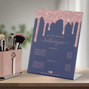 Signe De Table Liste de prix des Parties scintillant d'or Rose bl