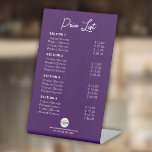 Signe De Table Liste de prix des produits/services personnalisés