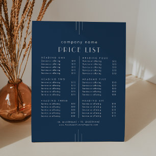 Signe De Table Liste de prix des services commerciaux Navy Art Dé