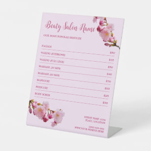 Signe De Table Liste de Prix des Services de Spa Fleur de Cerisie