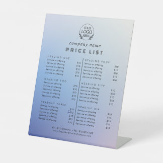 Signe De Table Liste de Prix des Services de Typographie Chic