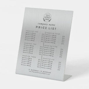 Signe De Table Liste de prix des services d'entreprise de typogra