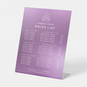 Signe De Table Liste de Prix des Services d'Entreprise de Typogra