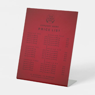 Signe De Table Liste de Prix des Services d'Entreprise de Typogra