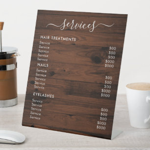 Signe De Table Liste de Prix des Services du Salon Wooden Color