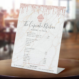 Signe De Table Liste de prix du menu de la boulangerie Marble Cup