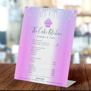 Signe De Table Liste de prix du menu de la boulangerie Purple Cup