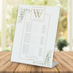 Signe De Table Liste de prix du menu de service de verdure à mono