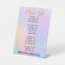 Liste de prix du salon à ongles de Parties scintil