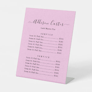 Signe De Table Liste de prix du salon de beauté élégant moderne