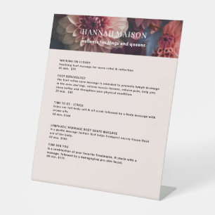 Signe De Table Liste de prix du salon de fleurs moderne