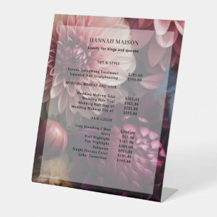 Signe De Table Liste de prix du salon de fleurs moderne