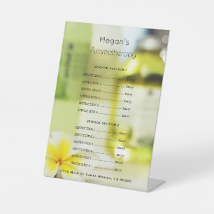 Signe De Table Liste de prix du salon de soins de peau de Spa d'a