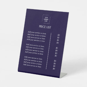 Signe De Table Liste de prix Logo d'entreprise Moderne couleur