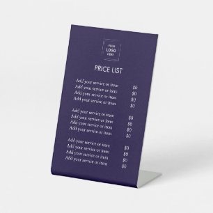 Signe De Table Liste de prix Logo d'entreprise Moderne couleur