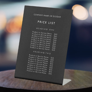 Signe De Table Liste de prix minimaliste des noms commerciaux noi
