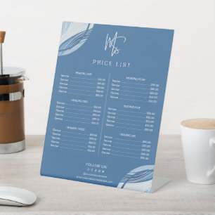 Signe De Table Liste de prix moderne Iridescente Blue Gradient