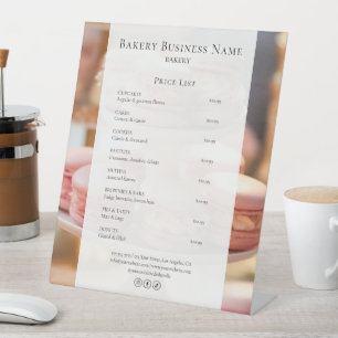 Signe De Table Liste de prix personnalisée pour boulangerie