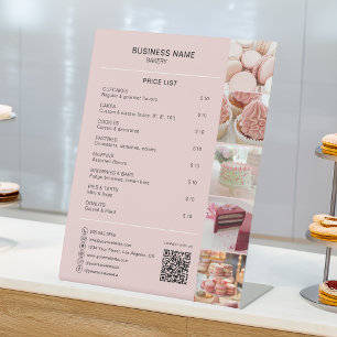 Signe De Table Liste de prix personnalisée pour boulangerie avec