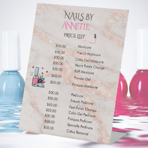 Signe De Table Liste de prix QR Rose Gold Manucure de salon de ma