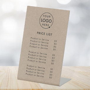 Signe De Table Liste de prix Rustique Kraft   Business Modern Nat