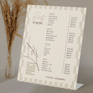 Signe De Table Liste de prix Salon de coiffure Crème Beige Rétro