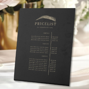 Signe De Table Liste de Prix Salon de Sourcils Élégant Minimalist