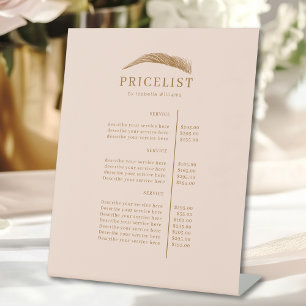 Signe De Table Liste de Prix Salon de Sourcils Élégant Minimalist