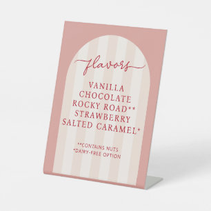 Signe De Table Liste de saveurs de glace pour la douche de mariée