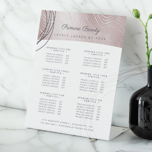 Signe De Table Liste de service Abstraite Glam Rose Gold Beauty S