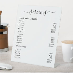 Signe De Table Liste des prix des services de salons minimalistes