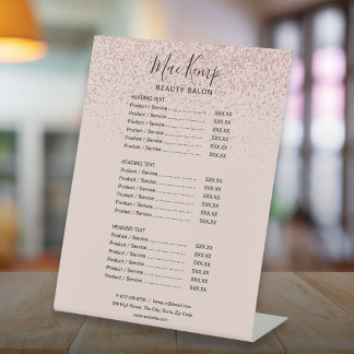 Signe De Table Liste des prix du menu du service de Parties scint