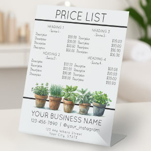 Signe De Table Liste des prix du service d'aquarelle des herbes p