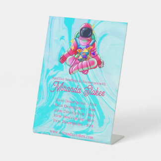 Signe De Table Liste des prix Neon Astronaut Space Pink & Blue Ta