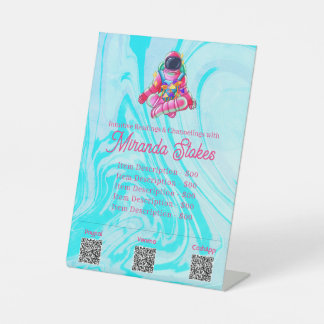 Signe De Table Liste des prix Neon Astronaut Space Pink & Blue Ta