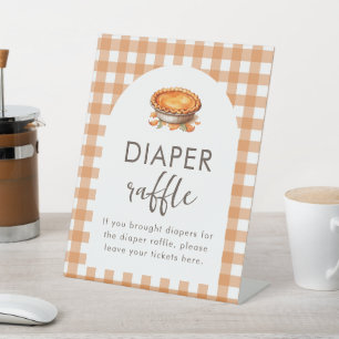 Signe De Table Little Cutie Pie Fall En vichy Diaper Raffle