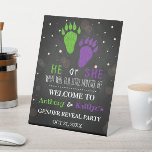 Signe De Table Little Monster Halloween Genre Revela Party
