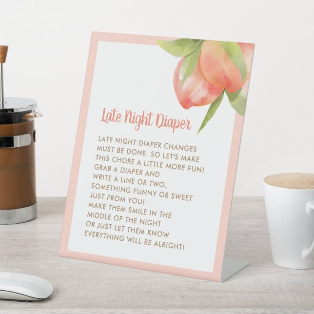 Signe De Table Little Peach Late Night Diaper Baby shower Jeu (In SItu)