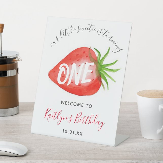 Signe De Table Little Sweetie fraise 1er anniversaire Bienvenue (In SItu)